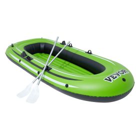 VEVOR Inflatable Boat, 3-Person Inflatable Fishing Boat, Strong PVC Portable Boat Raft Kayak, 45.6" Aluminum Oars, High-Output Pump