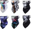 6PCS Men Women Face Neck Bandana with Ear Loops Balaclava Neck Gaiters Face Neck Scarf for Sun Dust Wind Motorcycle Fishing Running