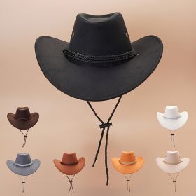 Western Cowboy Hat Vintage Jazz Hat Outdoor Fishing Cowgirl Sun Hat Wide Brim Summer Sunscreen Travel Beach Hat (Color: Grey)