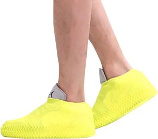 Waterproof Silicone Shoe Cover, Reusable Non Slip Rubber Rain Shoe Cover Unisex (Color: Yellow)