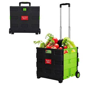 56L Large Folding Rolling Utility Shopping Cart, Black & Red/Green (SKU: KM2449-1-G)