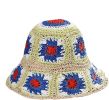 Women's Straw Sun Hat Floral Woven Bucket Hat Fishing Hat Beach Hat Hand Woven Foldable Cap