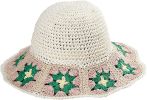 Women's Straw Sun Hat Floral Woven Bucket Hat Fishing Hat Beach Hat Hand Woven Foldable Cap