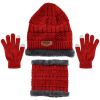 Winter Knitted Hat Scarf Gloves 3Pcs Winter Warm Beanie and Touch Screen Gloves Scarf Set Knit Beanie Skull Cap Neck Warmer Mittens for Men Women